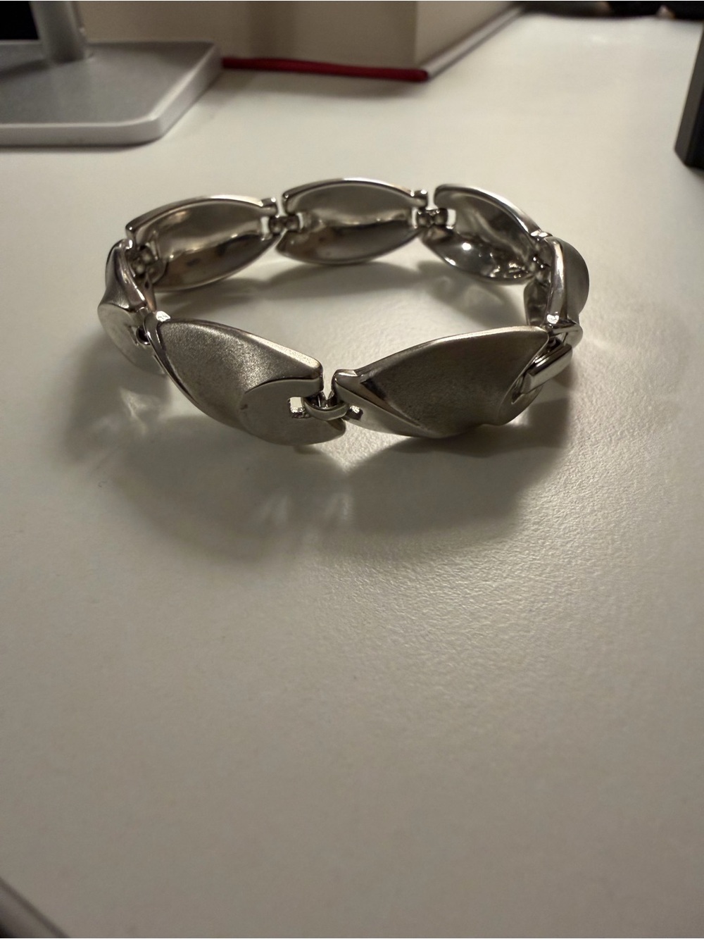 Trifari 1960s Vintage Silver-Tone Sculpted Linked Bracelet